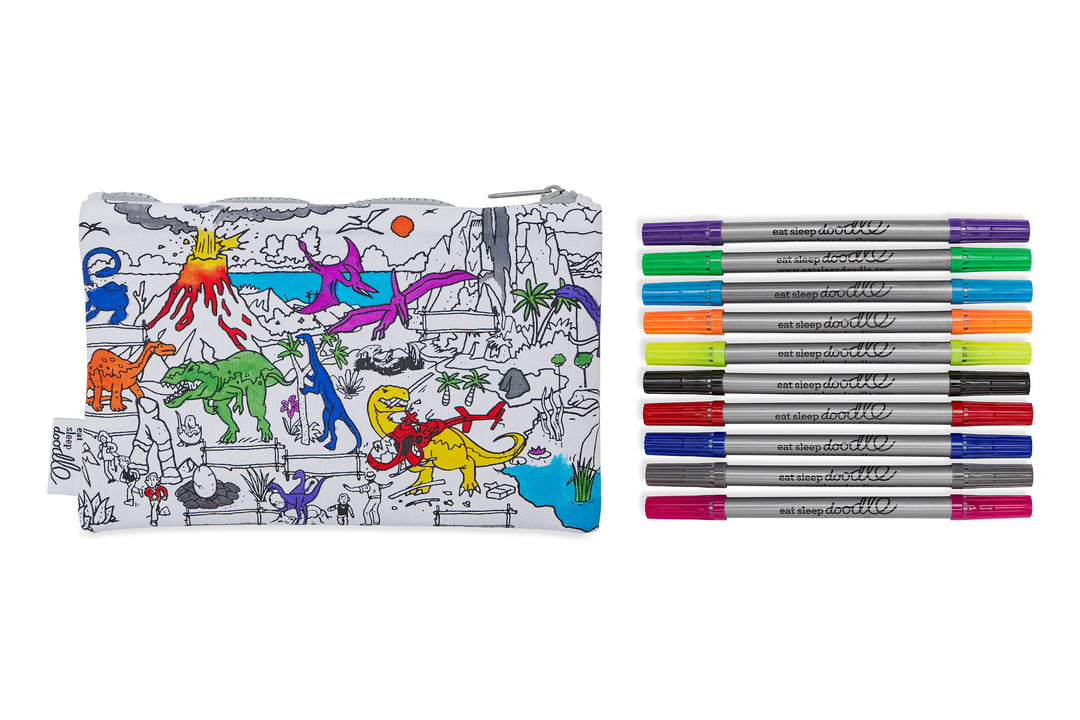 Dinosaur Pencil Case - colour in & learn