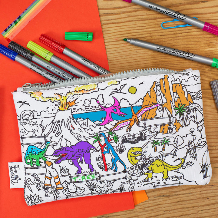 Dinosaur Pencil Case - colour in & learn